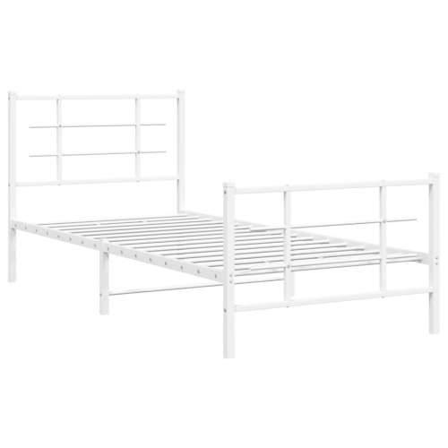 Metalni okvir kreveta uzglavlje i podnožje bijeli 90 x 200 cm - Bijela 90 x 200 cm s uzglavljem i podnožjem Cijena