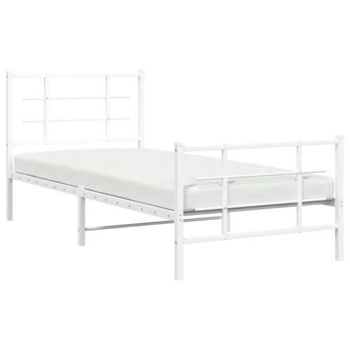 Metalni okvir kreveta uzglavlje i podnožje bijeli 90 x 200 cm - Bijela 90 x 200 cm s uzglavljem i podnožjem Cijena