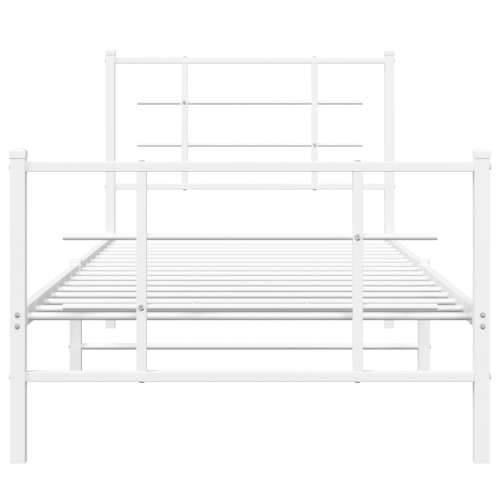 Metalni okvir kreveta uzglavlje i podnožje bijeli 90 x 200 cm - Bijela 90 x 200 cm s uzglavljem i podnožjem Cijena