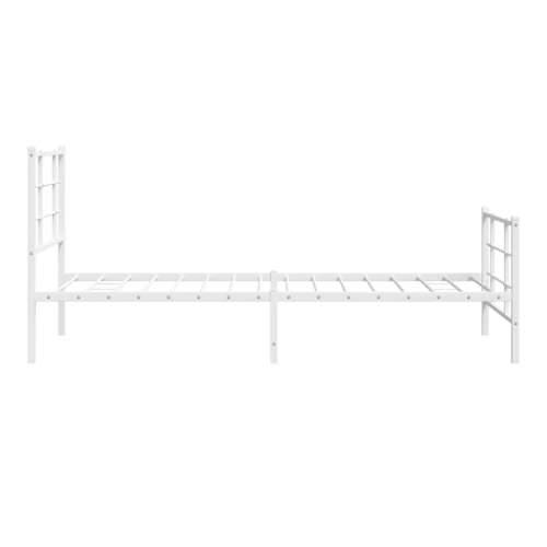 Metalni okvir kreveta uzglavlje i podnožje bijeli 90 x 200 cm - Bijela 90 x 200 cm s uzglavljem i podnožjem Cijena