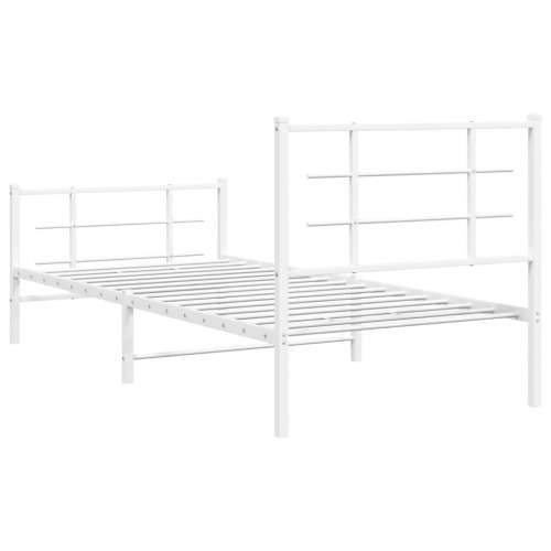 Metalni okvir kreveta uzglavlje i podnožje bijeli 90 x 200 cm - Bijela 90 x 200 cm s uzglavljem i podnožjem Cijena