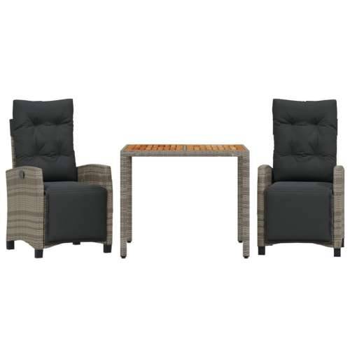 Vrtna garnitura - 3-dijelni vrtni blagovaonski set sivi od poliratana - Siva Dužina stola 90 cm 2 Cijena