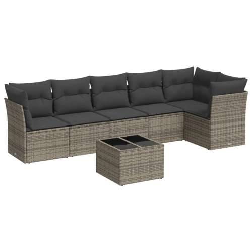 Vrtna garnitura - 7-dijelni set vrtnih sofa sivi od poliratana - Siva Sa stolom 1 Cijena