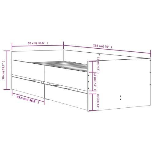 Okvir kreveta s ladicama crni 90 x 190 cm - Crna 90 x 190 cm Cijena