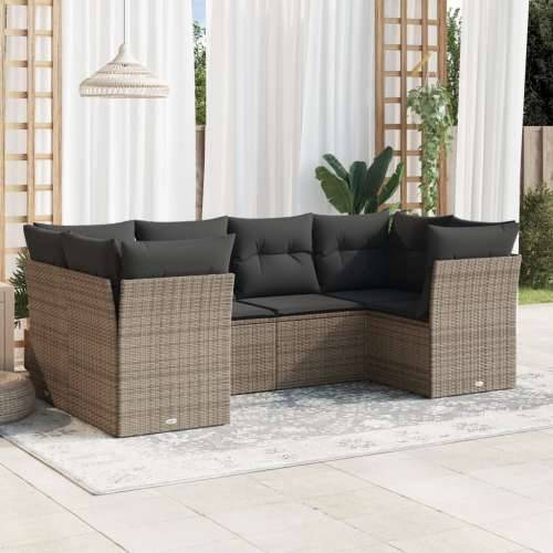 Vrtna garnitura - 6-dijelni set vrtnih sofa od poliratana s jastucima sivi - Siva 6 Cijena