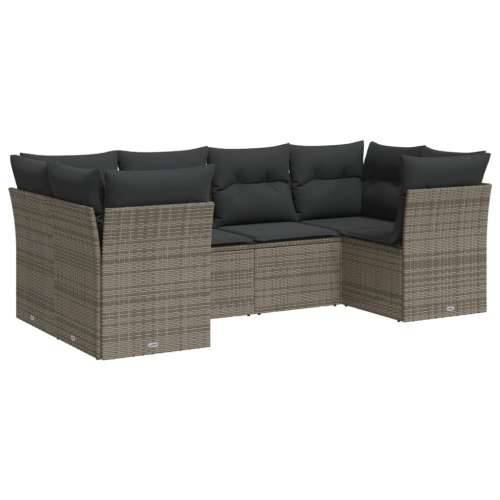 Vrtna garnitura - 6-dijelni set vrtnih sofa od poliratana s jastucima sivi - Siva 6 Cijena