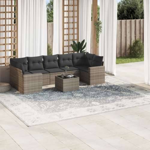Vrtna garnitura - 8-dijelni set vrtnih sofa od poliratana s jastucima sivi - Siva 8 Cijena
