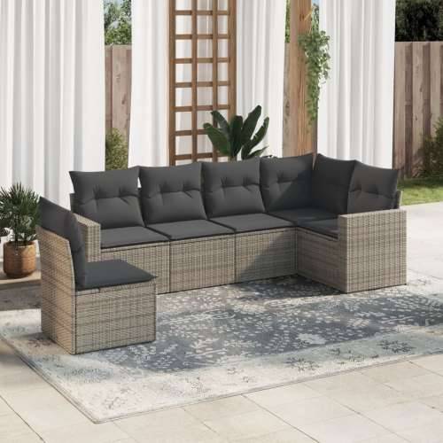 Vrtna garnitura - 6-dijelni set vrtnih sofa od poliratana s jastucima sivi - Siva 1 Bez stola Cijena