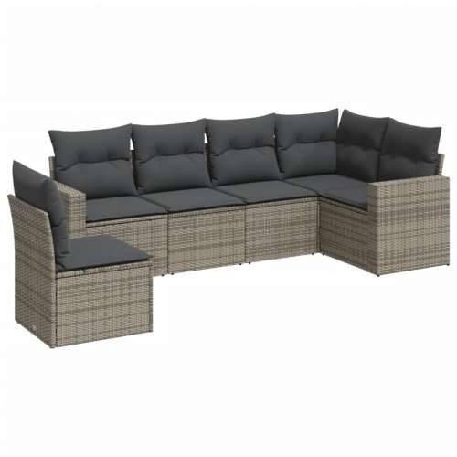 Vrtna garnitura - 6-dijelni set vrtnih sofa od poliratana s jastucima sivi - Siva 1 Bez stola Cijena