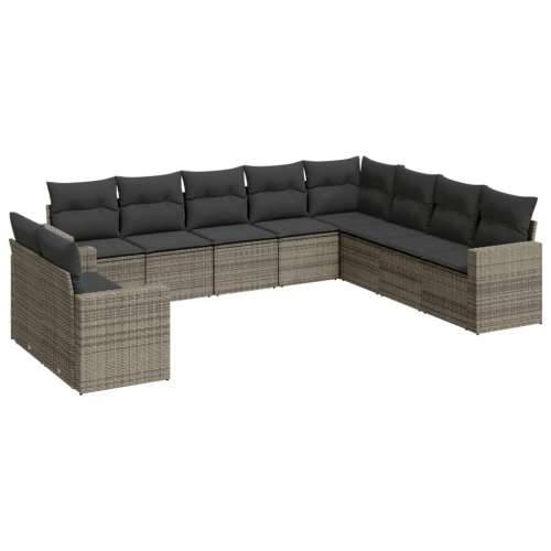 Vrtna garnitura - 10-dijelni set vrtnih sofa od poliratana s jastucima sivi - Siva 1 Bez stola Cijena