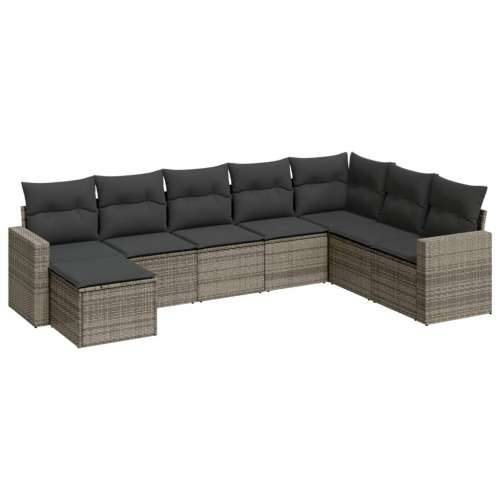 Vrtna garnitura - 8-dijelni set vrtnih sofa od poliratana s jastucima sivi - Siva 1 Bez stola Cijena