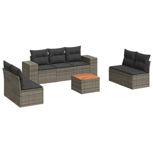 Vrtna garnitura - 8-dijelni set vrtnih sofa od poliratana s jastucima sivi - Siva 1 Cijena