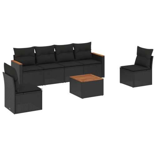 Vrtna garnitura - 7-dijelni set vrtnih sofa od poliratana s jastucima crni - Crna Sa stolom 1 Cijena
