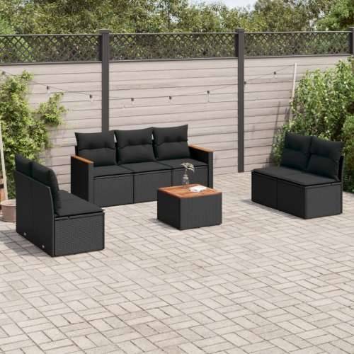 Vrtna garnitura - 8-dijelni set vrtnih sofa od poliratana s jastucima crni - Crna Sa stolom 1 Cijena