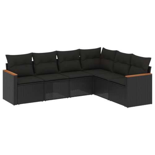 Vrtna garnitura - 6-dijelni set vrtnih sofa s jastucima crni od poliratana - Crna Bez stola 1 Cijena