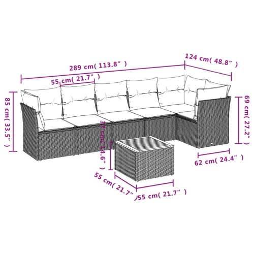 Vrtna garnitura - 7-dijelni set vrtnih sofa od poliratana s jastucima bež - bež i siva stol + 3x kutna + 3x srednja 1 Cijena
