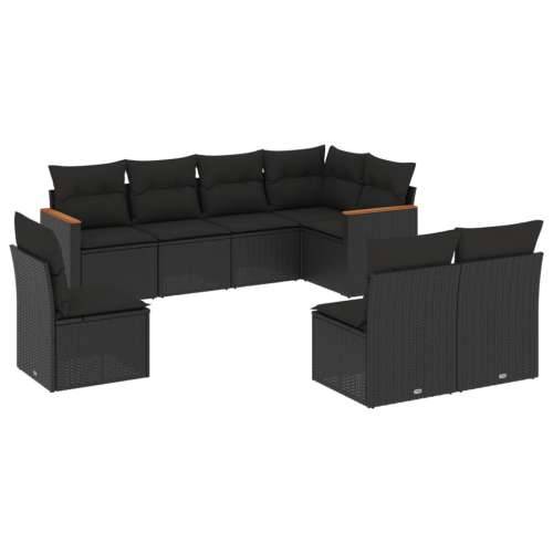 Vrtna garnitura - 8-dijelni set vrtnih sofa od poliratana s jastucima crni - Crna Bez stola 1 Cijena