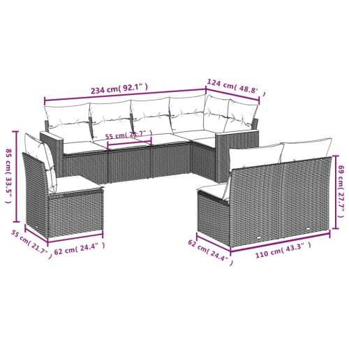 Vrtna garnitura - 8-dijelni set vrtnih sofa od poliratana s jastucima crni - Crna Bez stola 1 Cijena