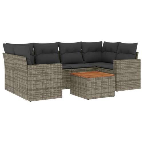 Vrtna garnitura - 7-dijelni set vrtnih sofa sivi od poliratana - Siva 1 Cijena