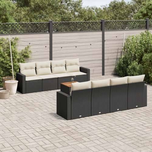 Vrtna garnitura - 9-dijelni set vrtnih sofa s jastucima crni od poliratana - Crna i krem 1 Cijena