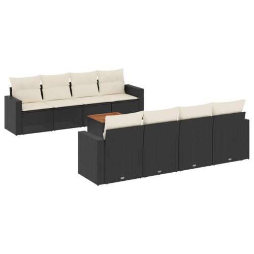 Vrtna garnitura - 9-dijelni set vrtnih sofa s jastucima crni od poliratana - Crna i krem 1 Cijena