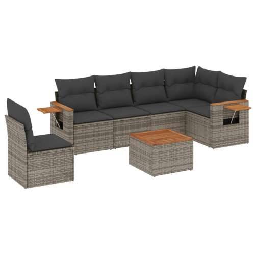 Vrtna garnitura - 7-dijelni set vrtnih sofa sivi od poliratana - Siva Sa stolom 1 Cijena