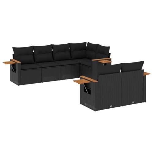 Vrtna garnitura - 7-dijelni set vrtnih sofa od poliratana s jastucima crni - Crna 1 Cijena