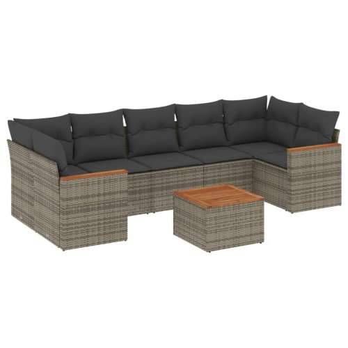 Vrtna garnitura - 8-dijelni set vrtnih sofa od poliratana s jastucima sivi - Siva 1 Cijena