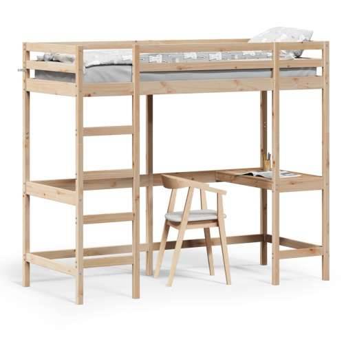 Krevet na kat s radnim stolom 75x190 cm od masivne borovine - Prirodna 75 x 190 cm Cijena