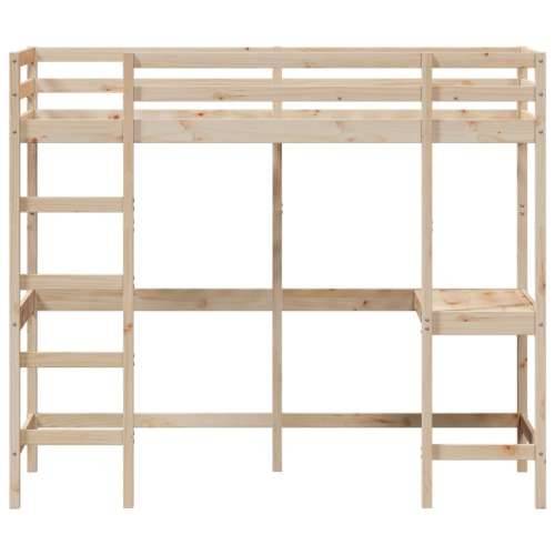 Krevet na kat s radnim stolom 75x190 cm od masivne borovine - Prirodna 75 x 190 cm Cijena