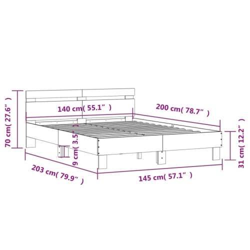 Okvir za krevet s uzglavljem boja hrasta 140x200 cm drveni - Sivi hrast sonoma 140 x 200 cm Cijena