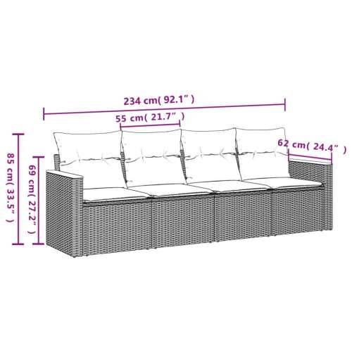 Vrtna garnitura - 4-dijelni set vrtnih sofa od poliratana s jastucima sivi - Siva Bez stola 1 Cijena