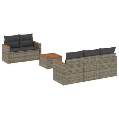 Vrtna garnitura - 6-dijelni set vrtnih sofa od poliratana s jastucima sivi - Siva 1 Cijena