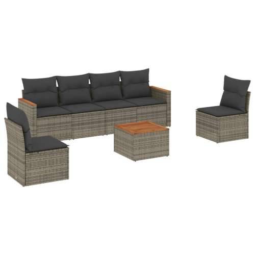 Vrtna garnitura - 7-dijelni set vrtnih sofa sivi od poliratana - Siva Sa stolom 1 Cijena