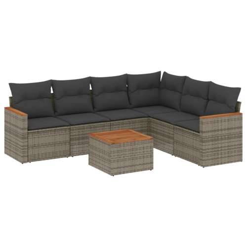 Vrtna garnitura - 7-dijelni set vrtnih sofa sivi od poliratana - Siva Sa stolom 1 Cijena