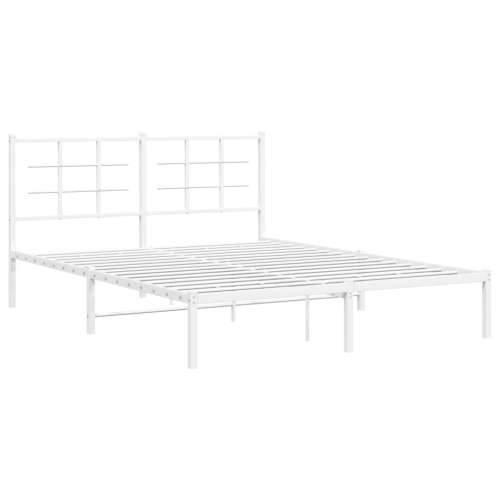Metalni okvir za krevet s uzglavljem bijeli 160x200 cm - Bijela 160 x 200 cm s uzglavljem Cijena