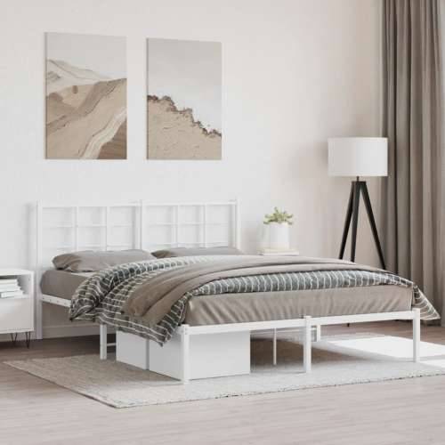 Metalni okvir za krevet s uzglavljem bijeli 160x200 cm - Bijela 160 x 200 cm s uzglavljem Cijena