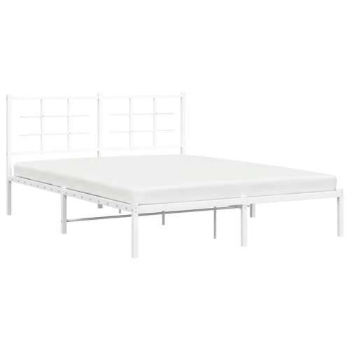 Metalni okvir za krevet s uzglavljem bijeli 160x200 cm - Bijela 160 x 200 cm s uzglavljem Cijena