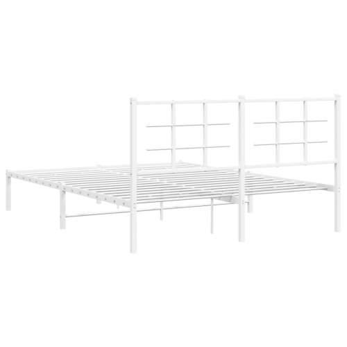 Metalni okvir za krevet s uzglavljem bijeli 160x200 cm - Bijela 160 x 200 cm s uzglavljem Cijena