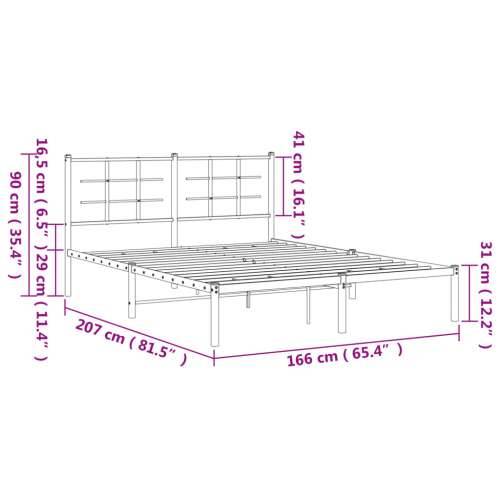 Metalni okvir za krevet s uzglavljem bijeli 160x200 cm - Bijela 160 x 200 cm s uzglavljem Cijena