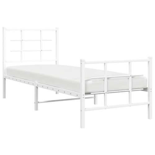 Metalni okvir kreveta uzglavlje i podnožje bijeli 75x190 cm - Bijela 75 x 190 cm s uzglavljem i podnožjem Cijena