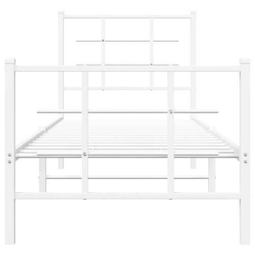 Metalni okvir kreveta uzglavlje i podnožje bijeli 75x190 cm - Bijela 75 x 190 cm s uzglavljem i podnožjem Cijena