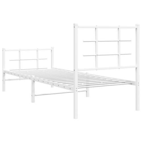 Metalni okvir kreveta uzglavlje i podnožje bijeli 75x190 cm - Bijela 75 x 190 cm s uzglavljem i podnožjem Cijena