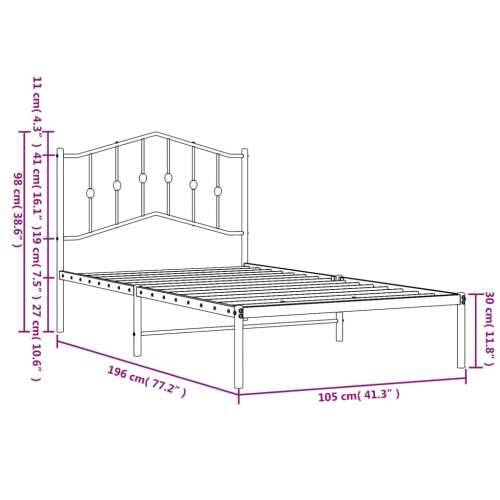Metalni okvir za krevet s uzglavljem crni 100x190 cm - Crna 100 x 190 cm s uzglavljem Cijena