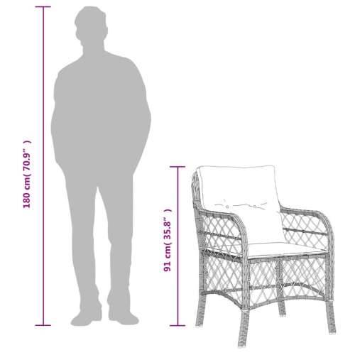 3-dijelni bistro set s jastucima smeđi od poliratana - Dužina stola 80 cm Oštra noga 2 Cijena
