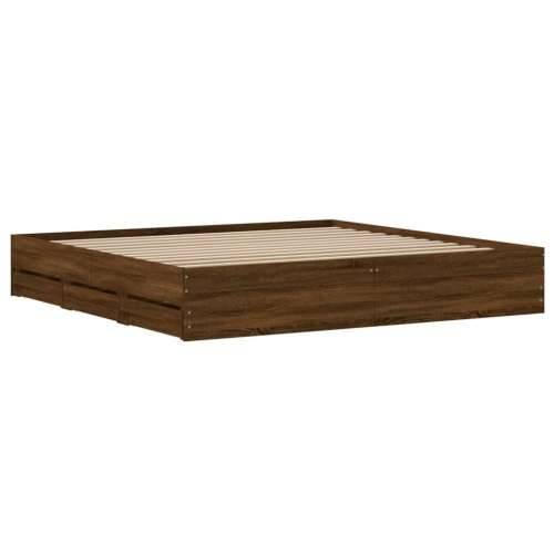 Okvir za krevet s ladicama smeđa boja hrasta 160x200 cm drveni - Smeđi hrast 160 x 200 cm Cijena