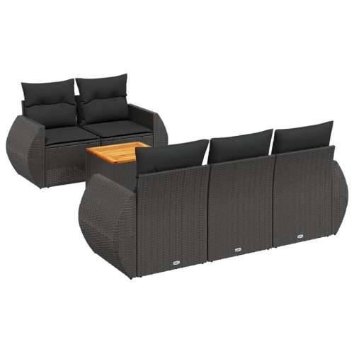 Vrtna garnitura - 6-dijelni set vrtnih sofa s jastucima crni od poliratana - Crna 1 Cijena