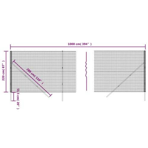 Žičana ograda zelena 2,2 x 10 m od pocinčanog čelika - Zelena 2.2 x 10 m 1 Cijena