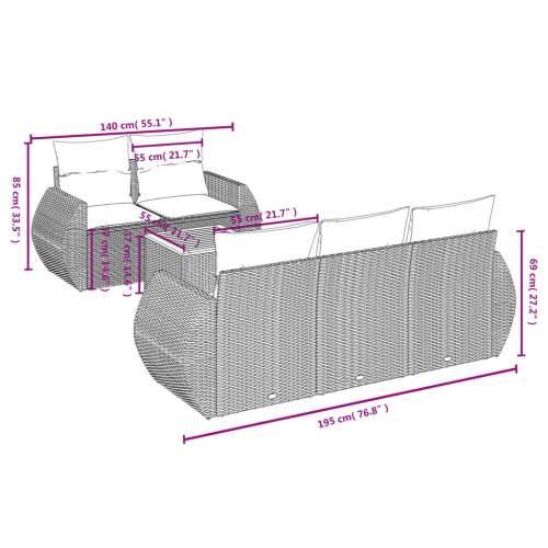 Vrtna garnitura - 6-dijelni set vrtnih sofa od poliratana s jastucima sivi - Siva 1 Cijena