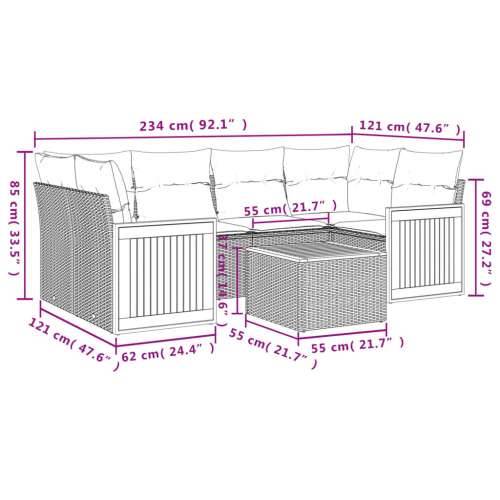 Vrtna garnitura - 7-dijelni set vrtnih sofa od poliratana s jastucima crni - Crna 1 Cijena